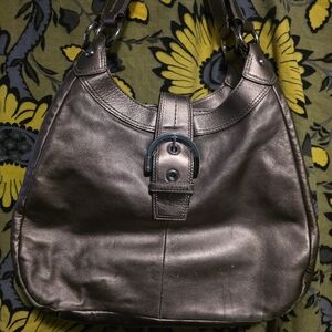 metallic bronze leather Coach Soho Lynn hobo shoulder Bag